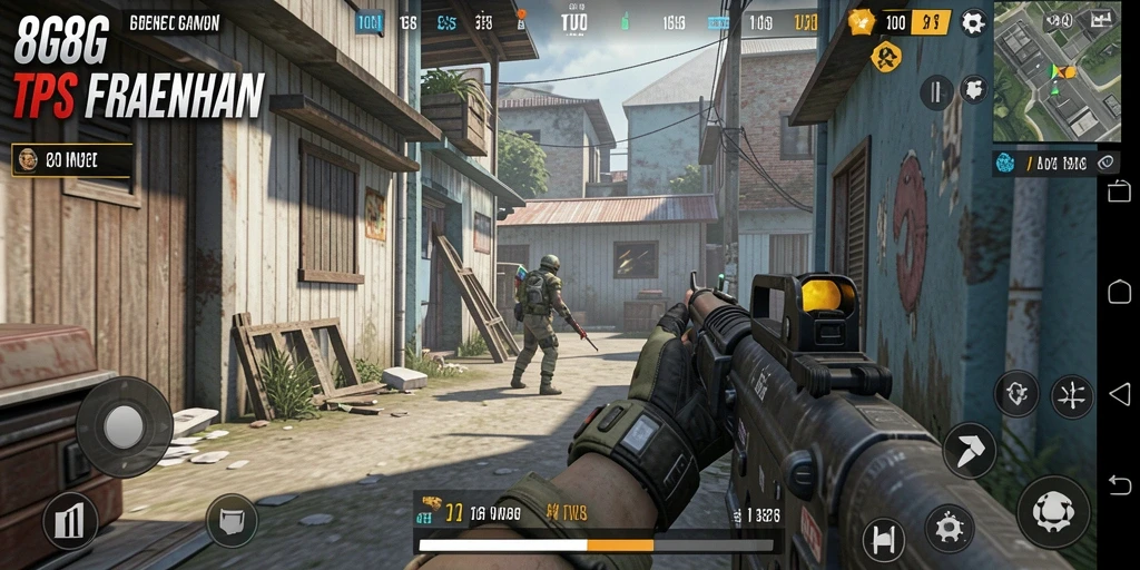 Tangkapan layar gameplay <strong>8G8G</strong> dengan aksi tembak-menembak yang intens.