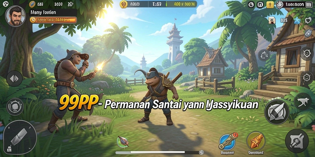Screenshot menunjukkan gameplay menarik dari 99RP yang penuh warna.