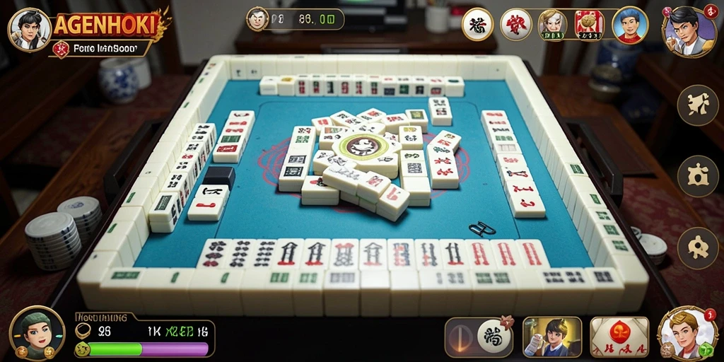Tampilan gameplay AGENHOKI yang menarik dengan desain Mahjong.