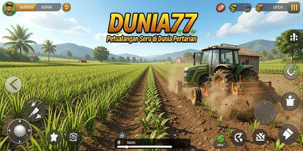 Tampilan menarik dari gameplay DUNIA77 saat bertani dengan hewan.