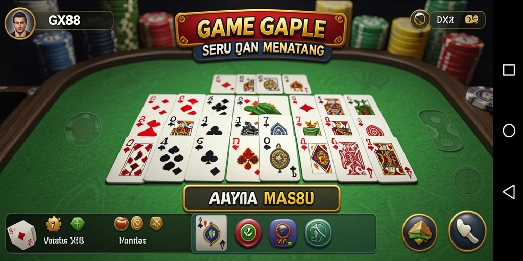 Tampilan gameplay GX88 saat bermain Gaple dengan teman-teman.