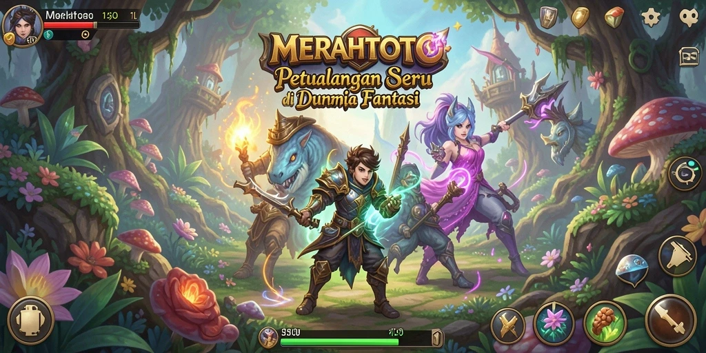 Gameplay petualangan MERAHTOTO dengan berbagai tantangan dan karakter.