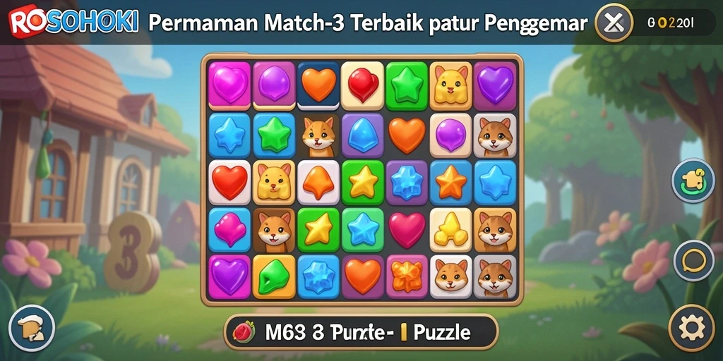 Tangkapan layar menunjukkan gameplay seru dari game Match-3.