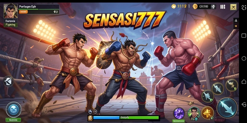 Tampilan gameplay seru dari SENSASI777 dengan pertarungan intens.