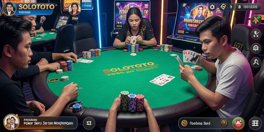 Tampilan gameplay seru di SOLOTOTO dengan poker yang mendebarkan.